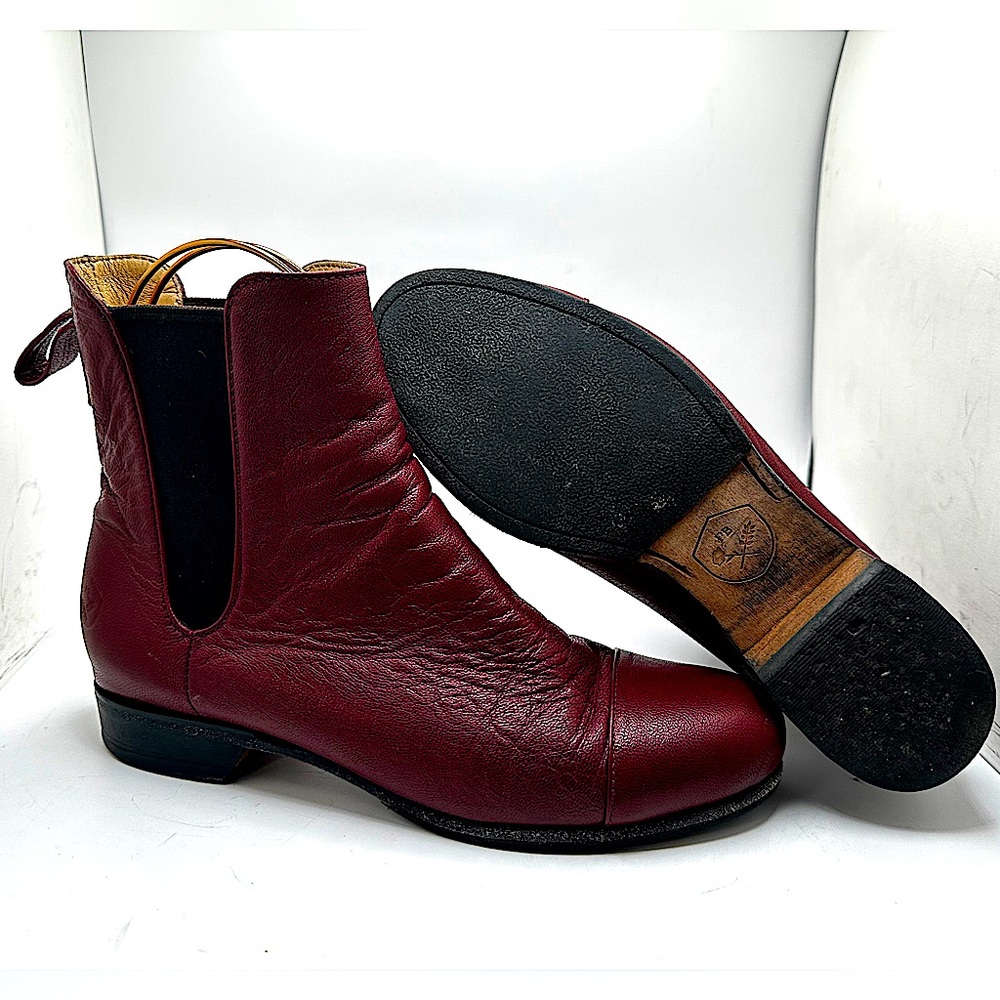 Poppy Barley The Chelsea Burgundy Leather Ankle Boot Size 7.5 🔥🔥🌶️🌶️